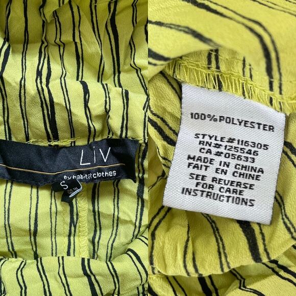 LIV by Habitat Lime Striped Mock Neck Lagenlook Top Sz S Artsy Pocket Minimal - Picture 8 of 8